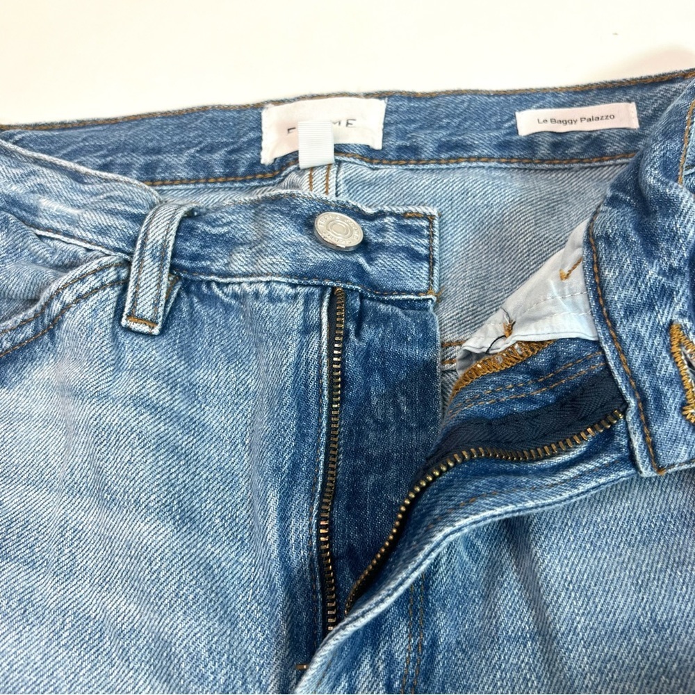 FRAME Denim Le Baggy Palazzo Jeans in Iceberg Flat Size 23 - Picture 13 of 15